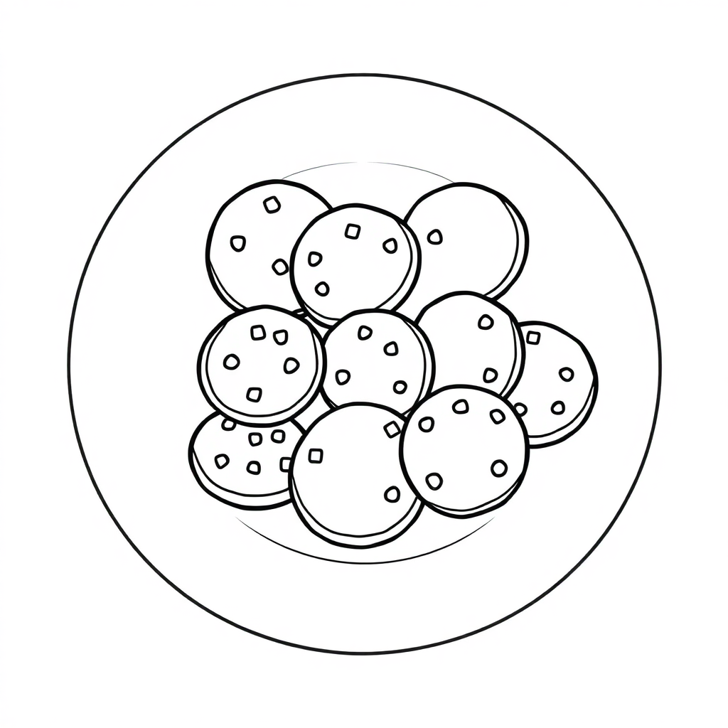 Detailed Cookies Plate Coloring Page