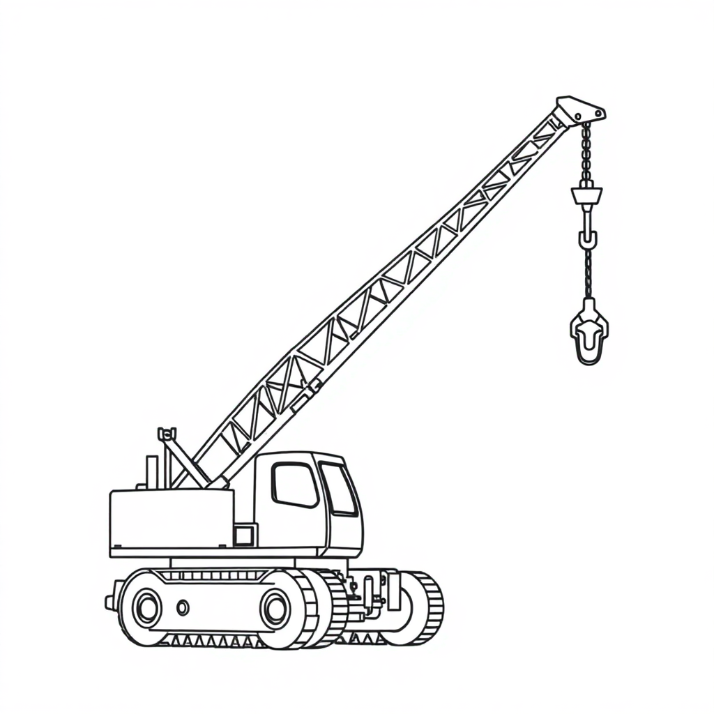Detailed Crane Lifting Coloring Page