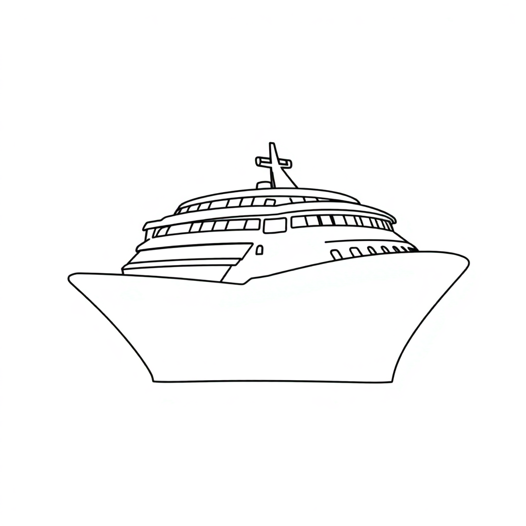 Detailed Cruise Ship Coloring Page