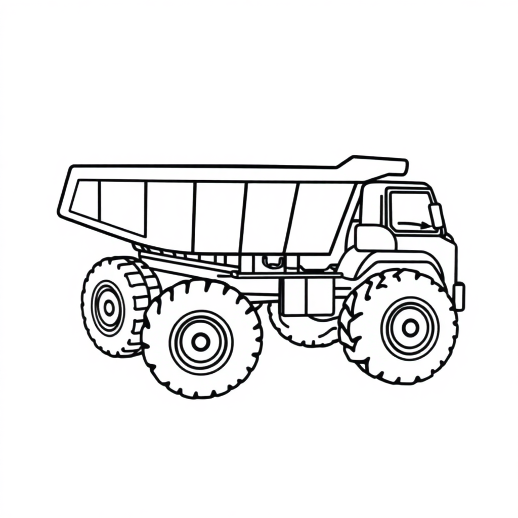 Detailed Dump Truck Coloring Page