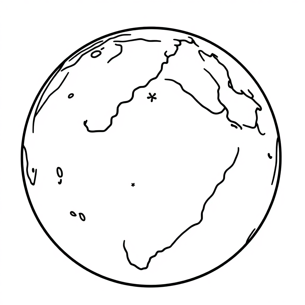Detailed Earth From Space Coloring Page