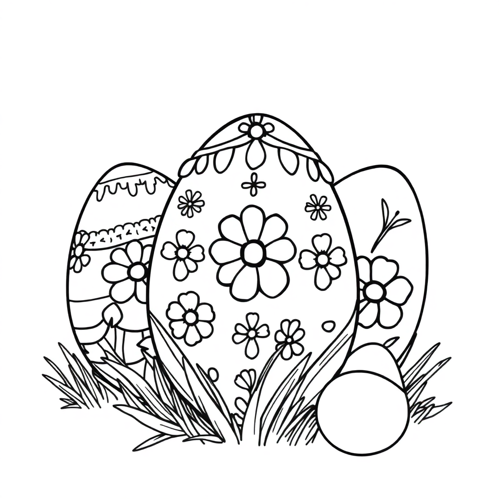 Detailed Easter Eggs Decorated Coloring Page