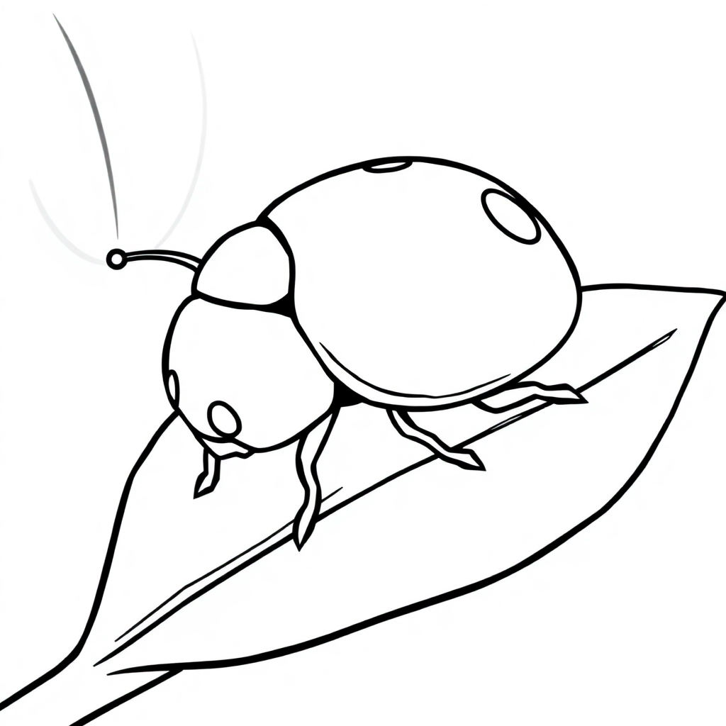 Detailed Ladybug On Leaf Coloring Page