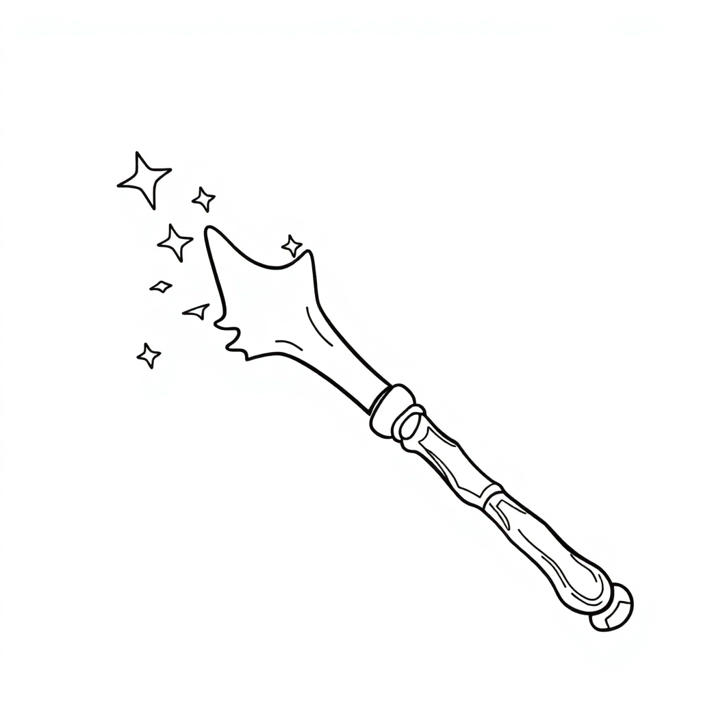 Detailed Magic Wand Coloring Page