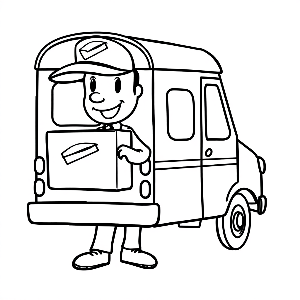 Detailed Mail Carrier Coloring Page