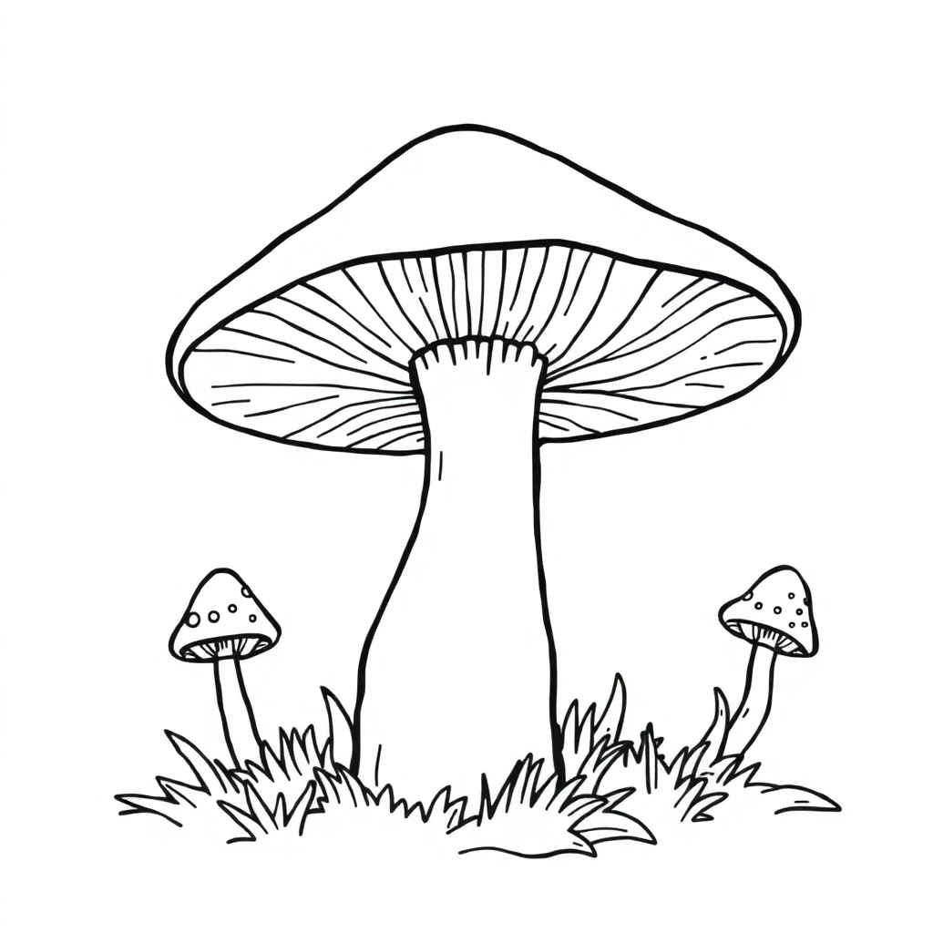 Detailed Mushroom Forest Coloring Page