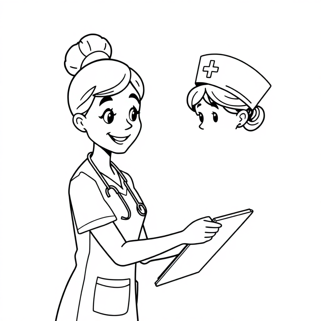 Detailed Nurse Helping Coloring Page