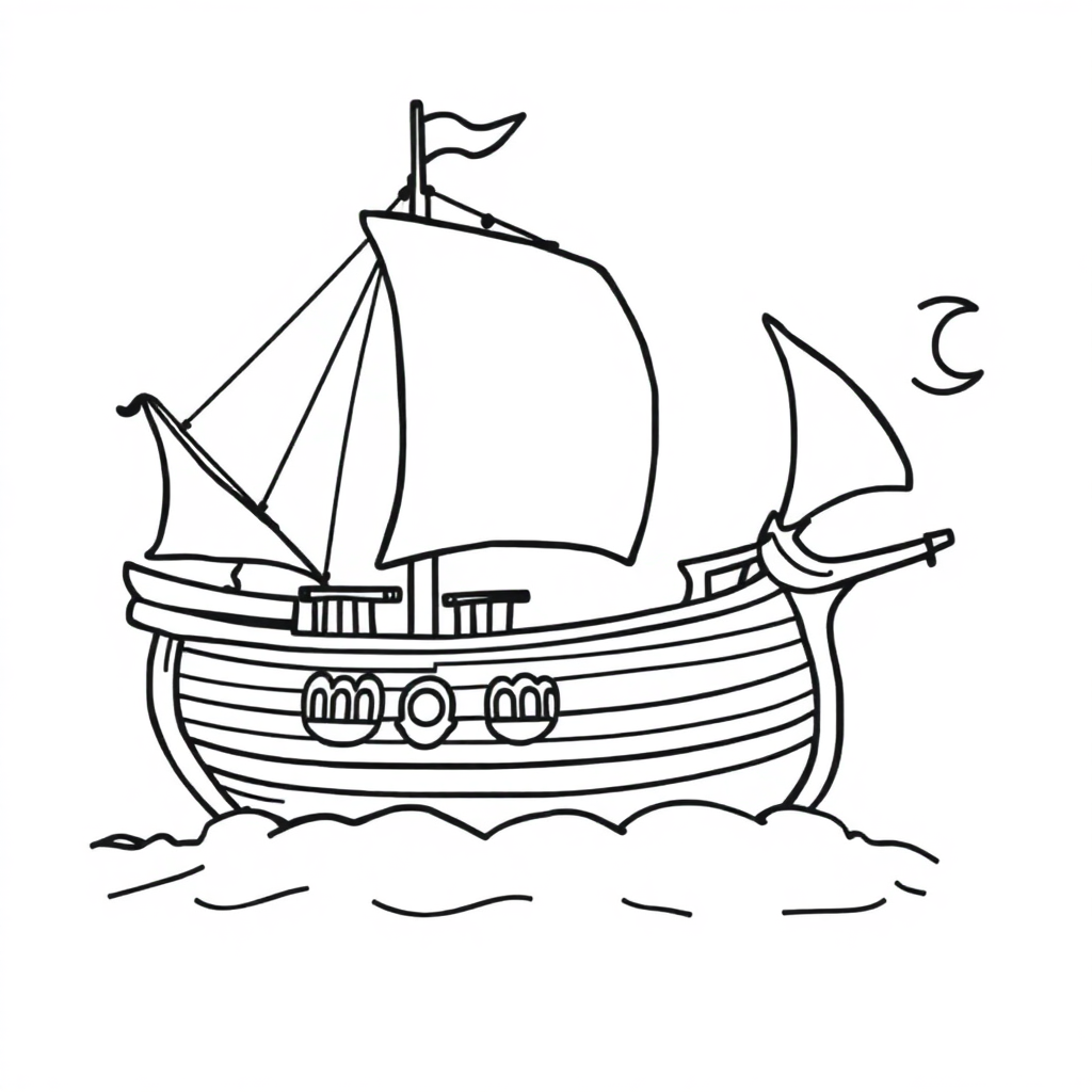 Detailed Pirate Ship Coloring Page