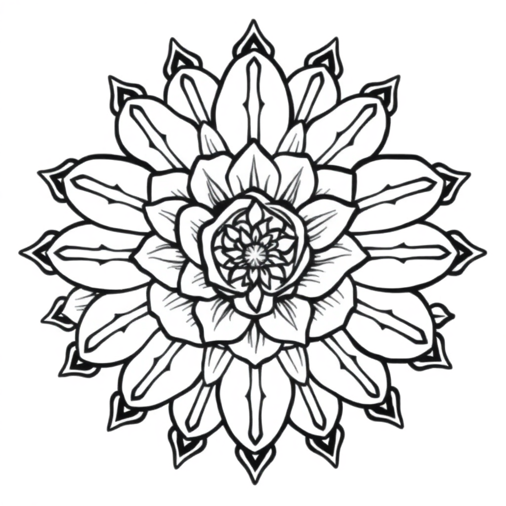 Printable Detailed Rose Mandala Pattern Coloring Page