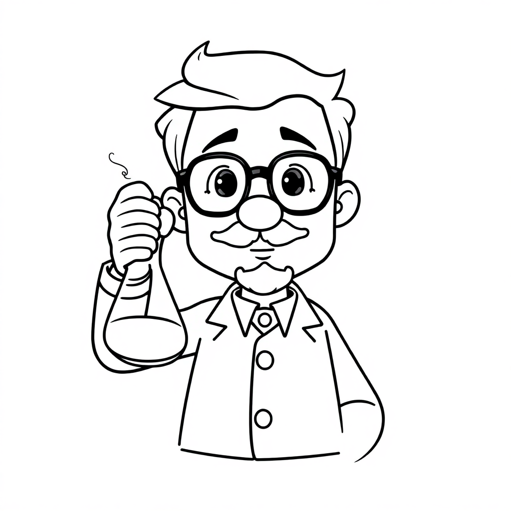 Detailed Scientist With Beaker Coloring Page