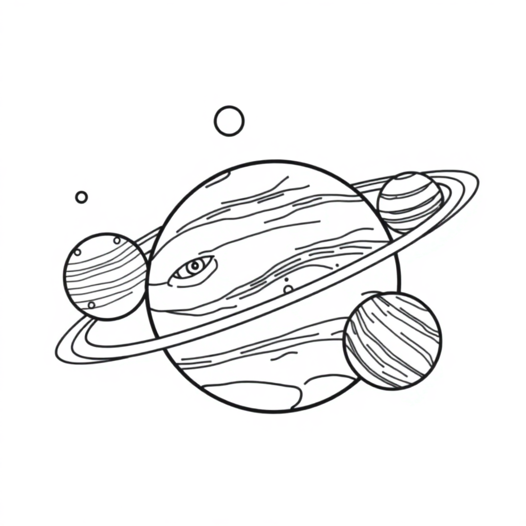 Printable Detailed Solar System Planets Coloring Page