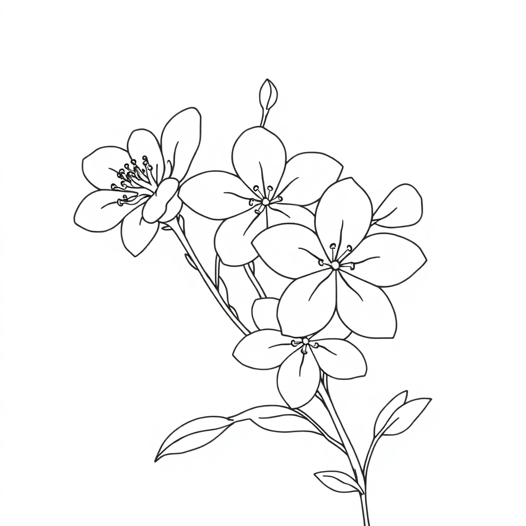 Detailed Spring Blossoms Coloring Page