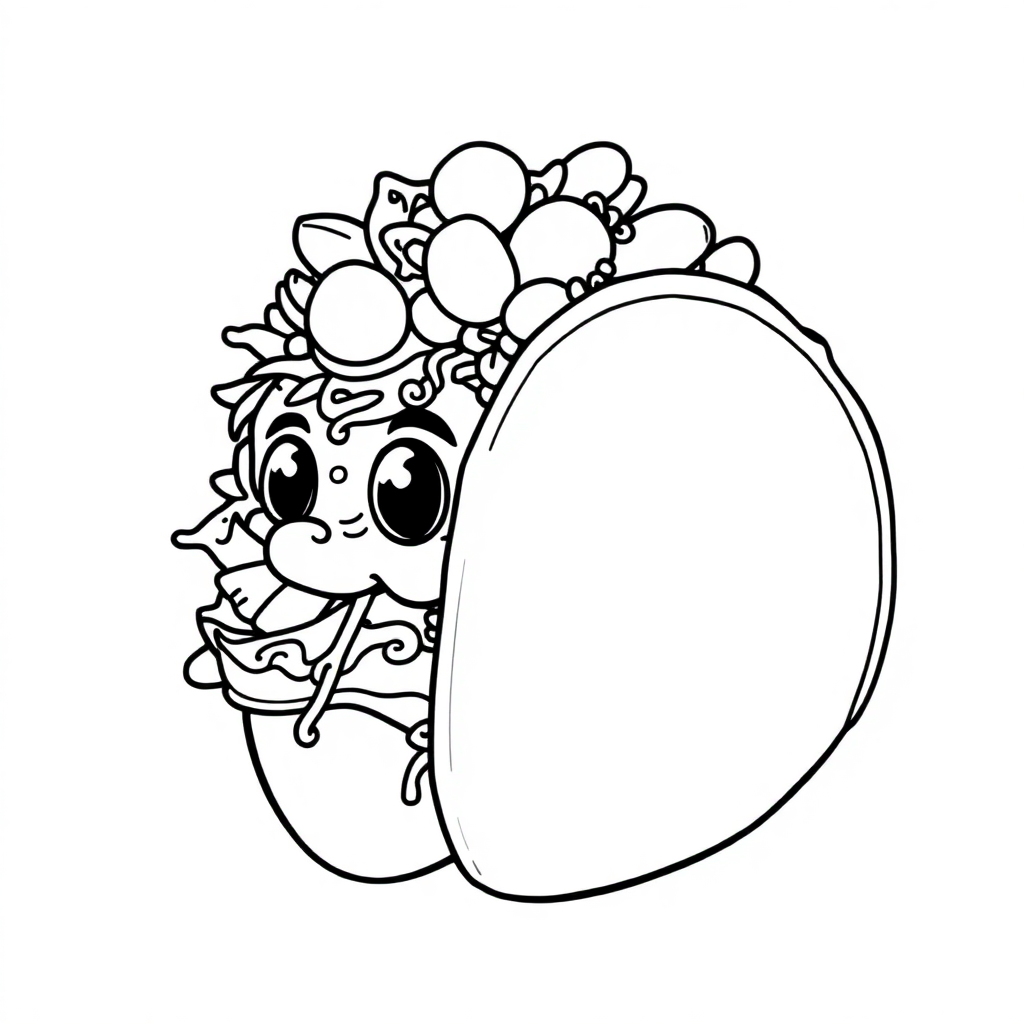 Detailed Taco Coloring Page