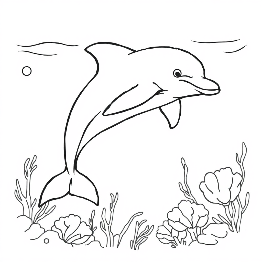 Dolphin Jumping Underwater Coloring Page