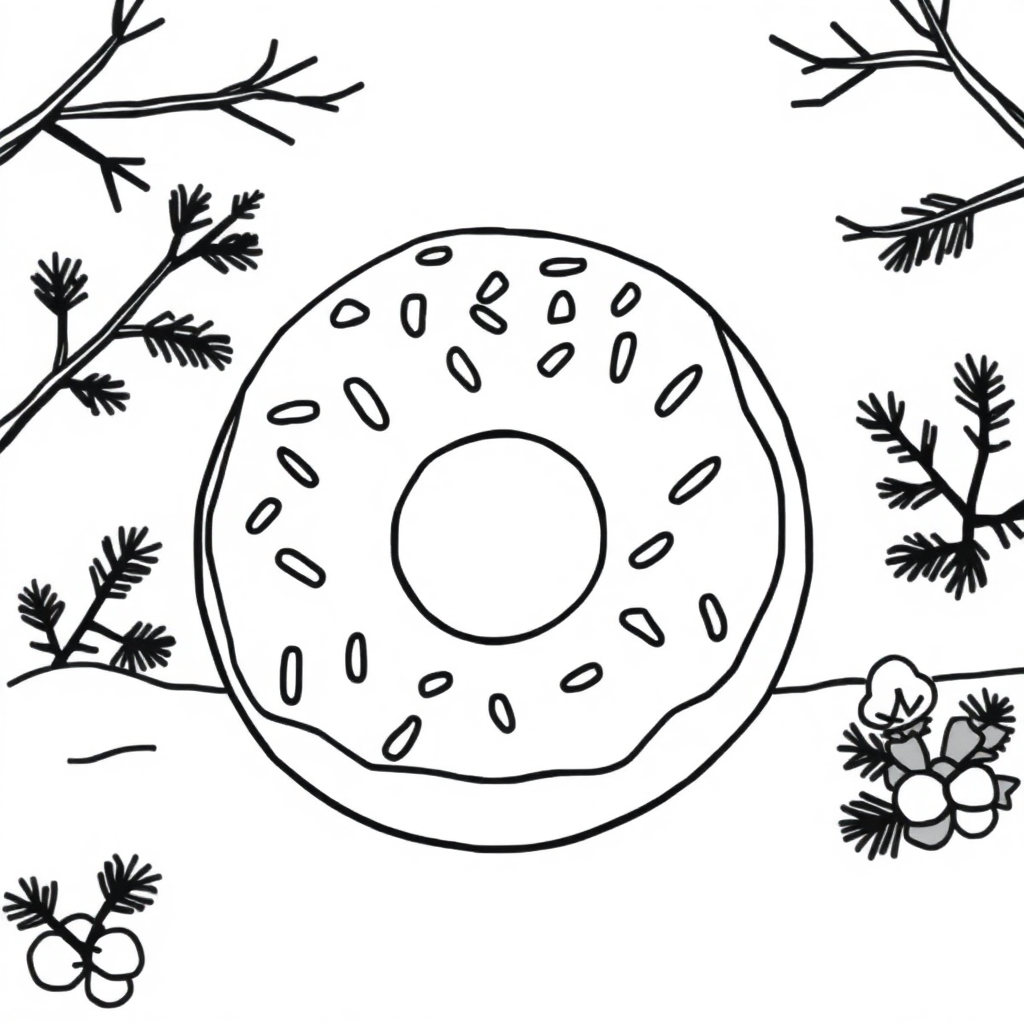Donut With Sprinkles In Winter Coloring Page