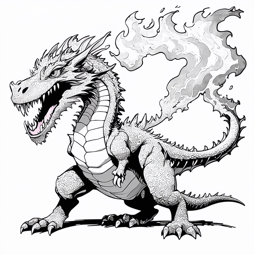Dragon Breathing Fire Coloring Page
