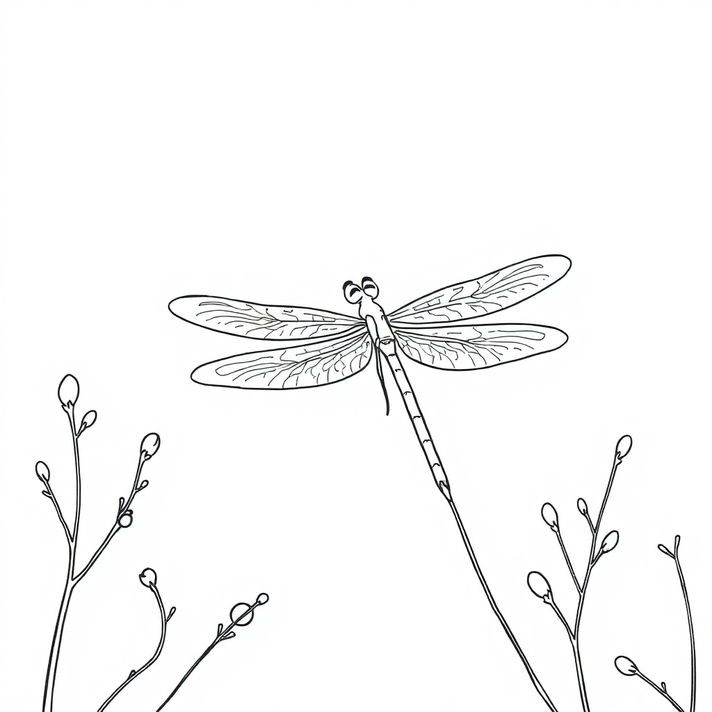 Dragonfly In Winter Coloring Page