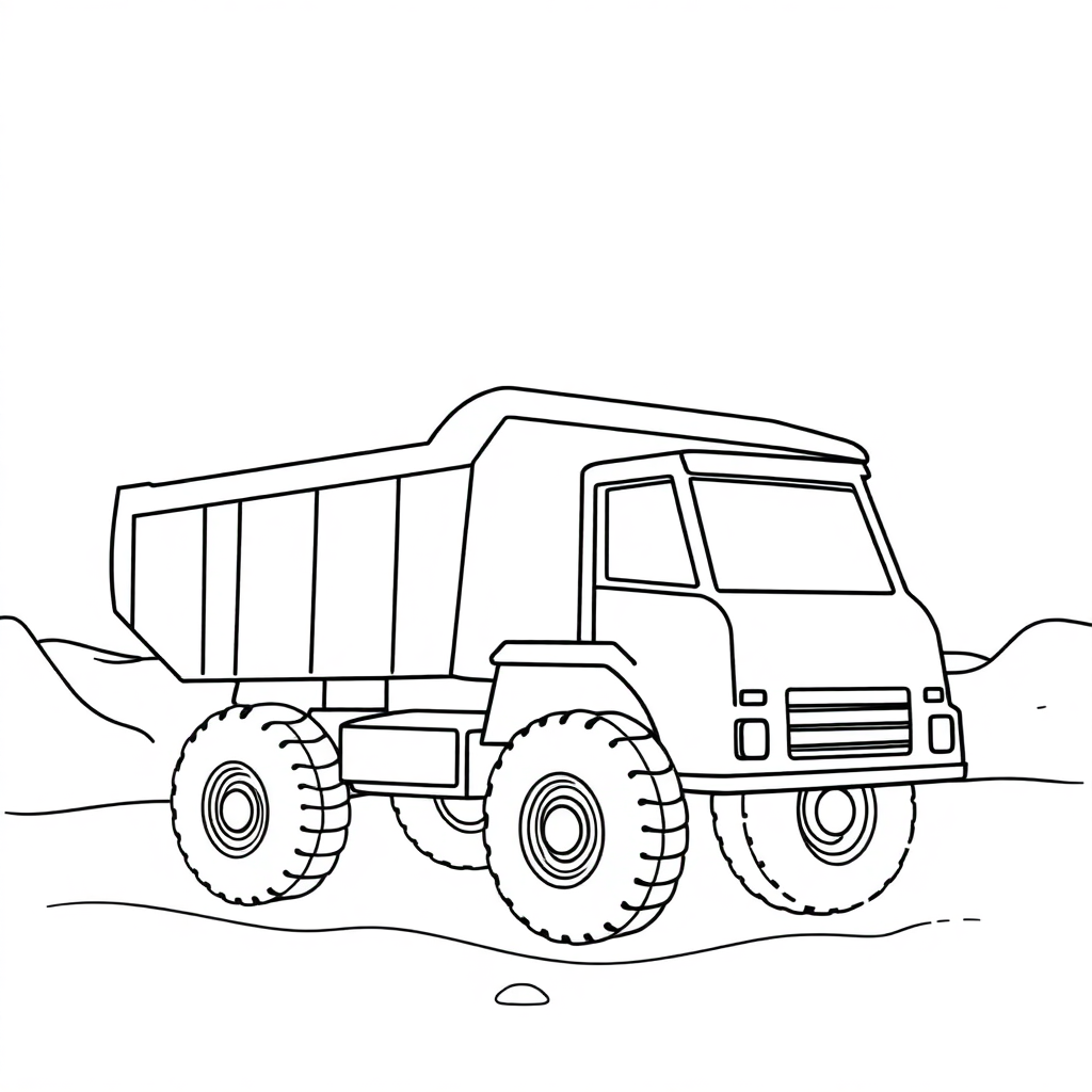 Dump Truck On Beach Coloring Page