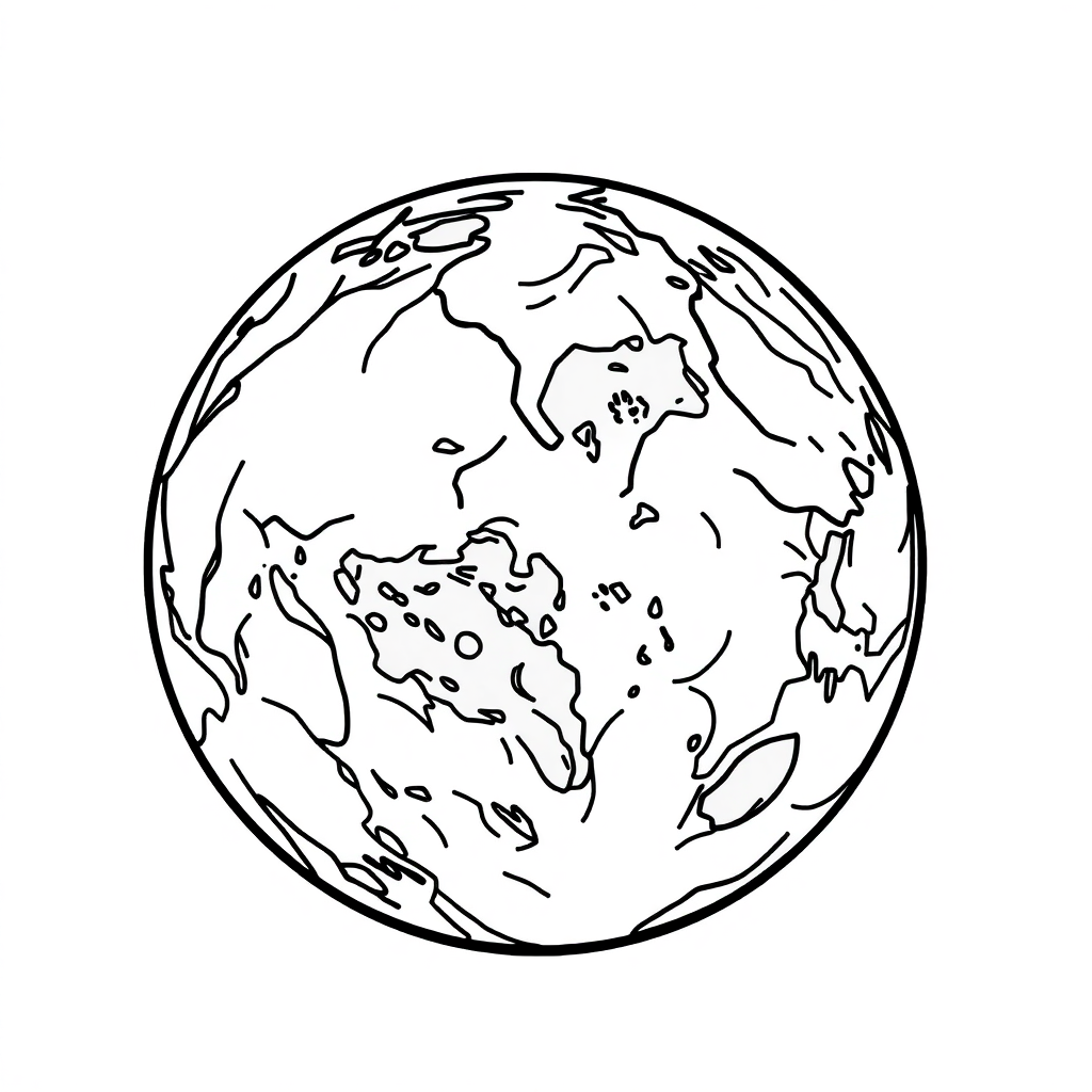 Earth From Space Coloring Page