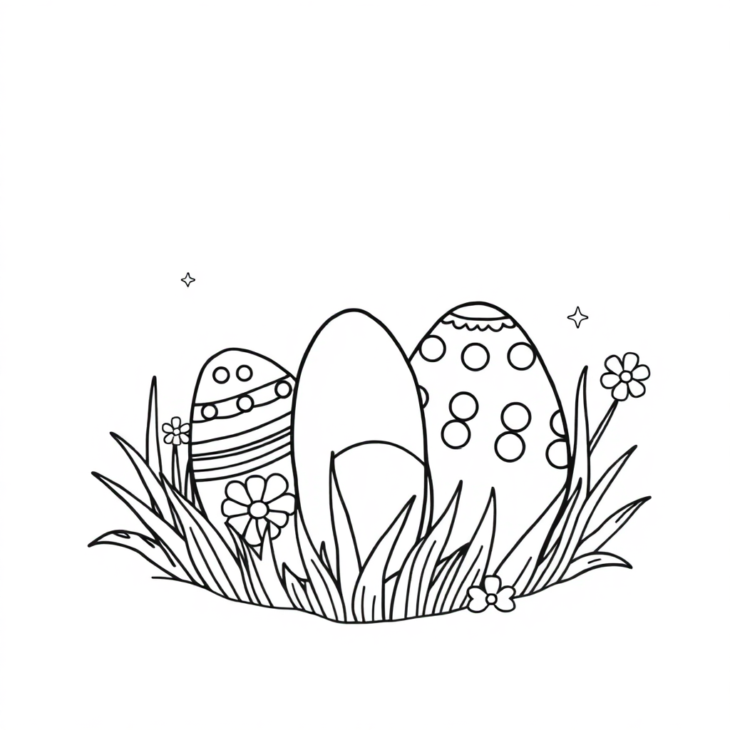 Easter Eggs Decorated In Space Coloring Page
