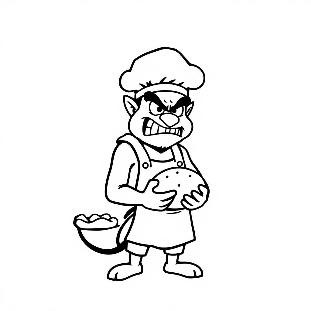 Fierce Baker With Bread Coloring Page
