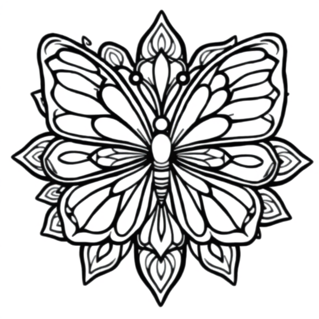 Fierce Butterfly Mandala Coloring Page