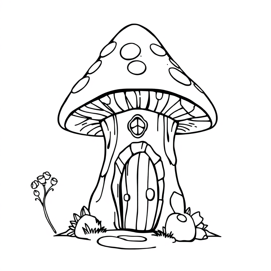 Fierce Fairy Mushroom House Coloring Page