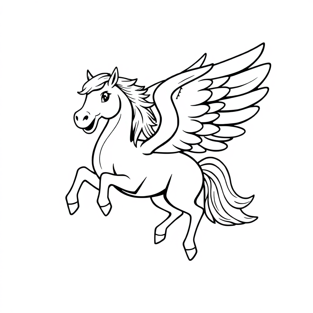 Fierce Flying Pegasus Coloring Page