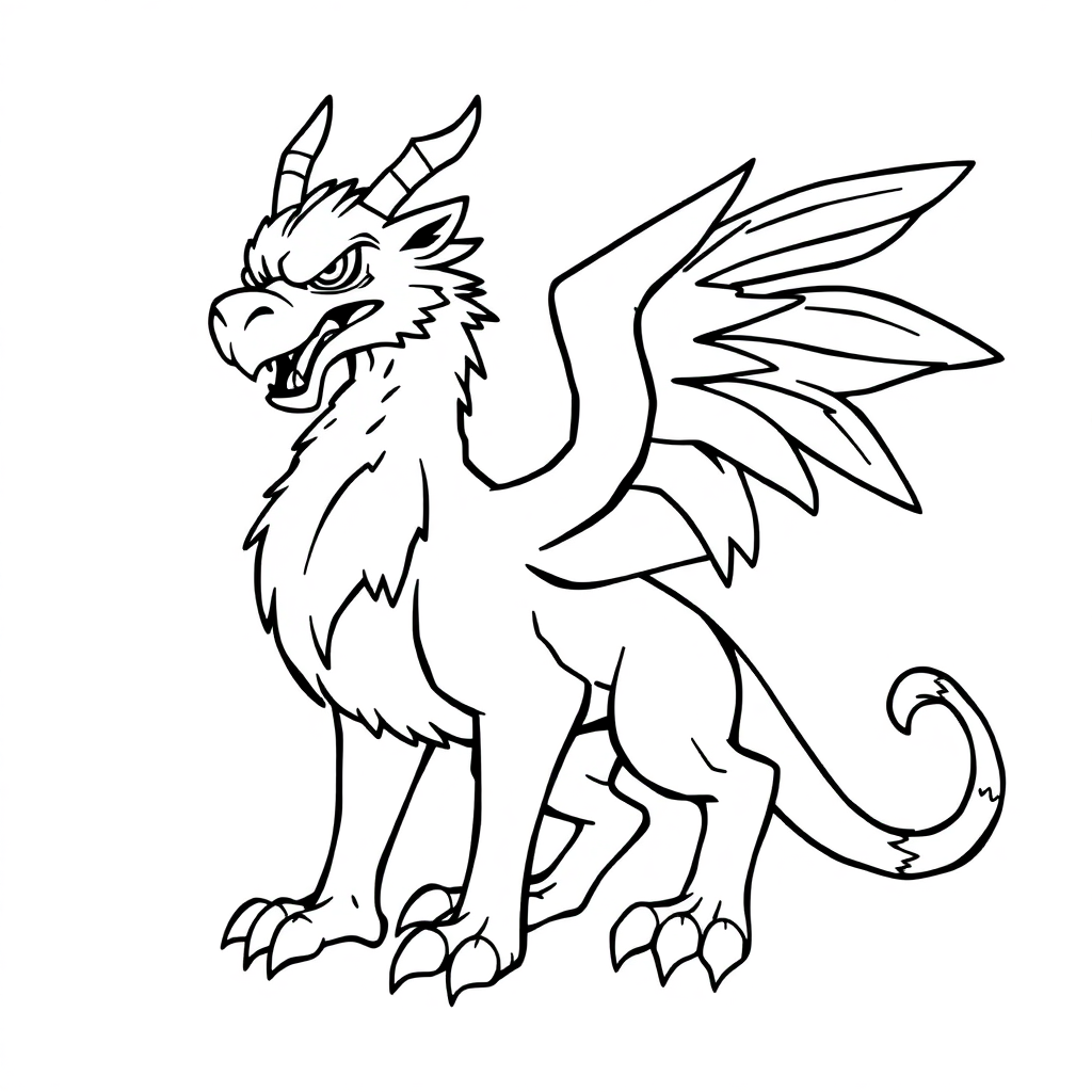 Fierce Griffin Creature Coloring Page