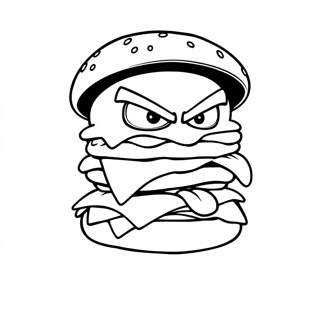 Fierce Hamburger Coloring Page
