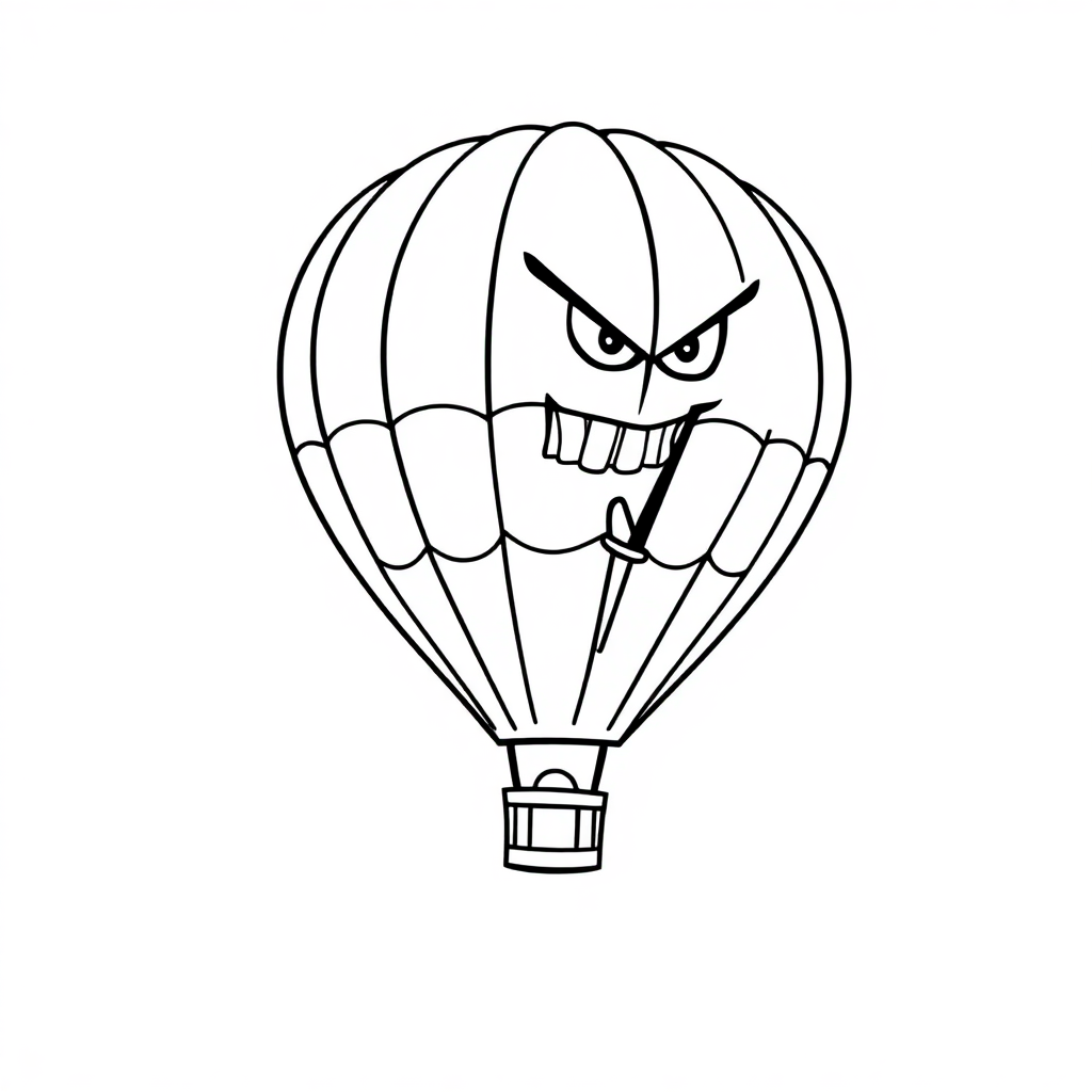 Printable Fierce Hot Air Balloon Coloring Page