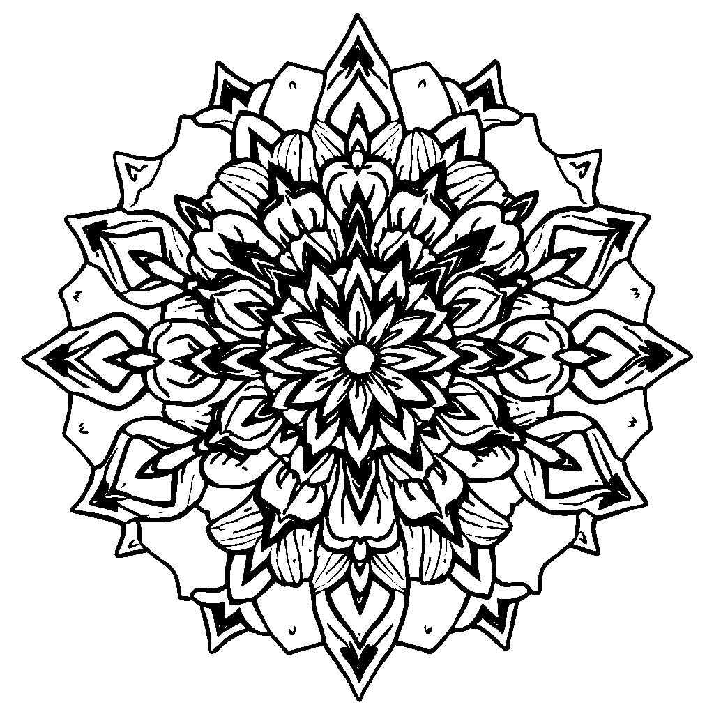 Fierce Nature Inspired Mandala Coloring Page