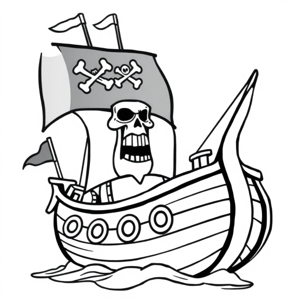 Printable Fierce Pirate Ship Coloring Page