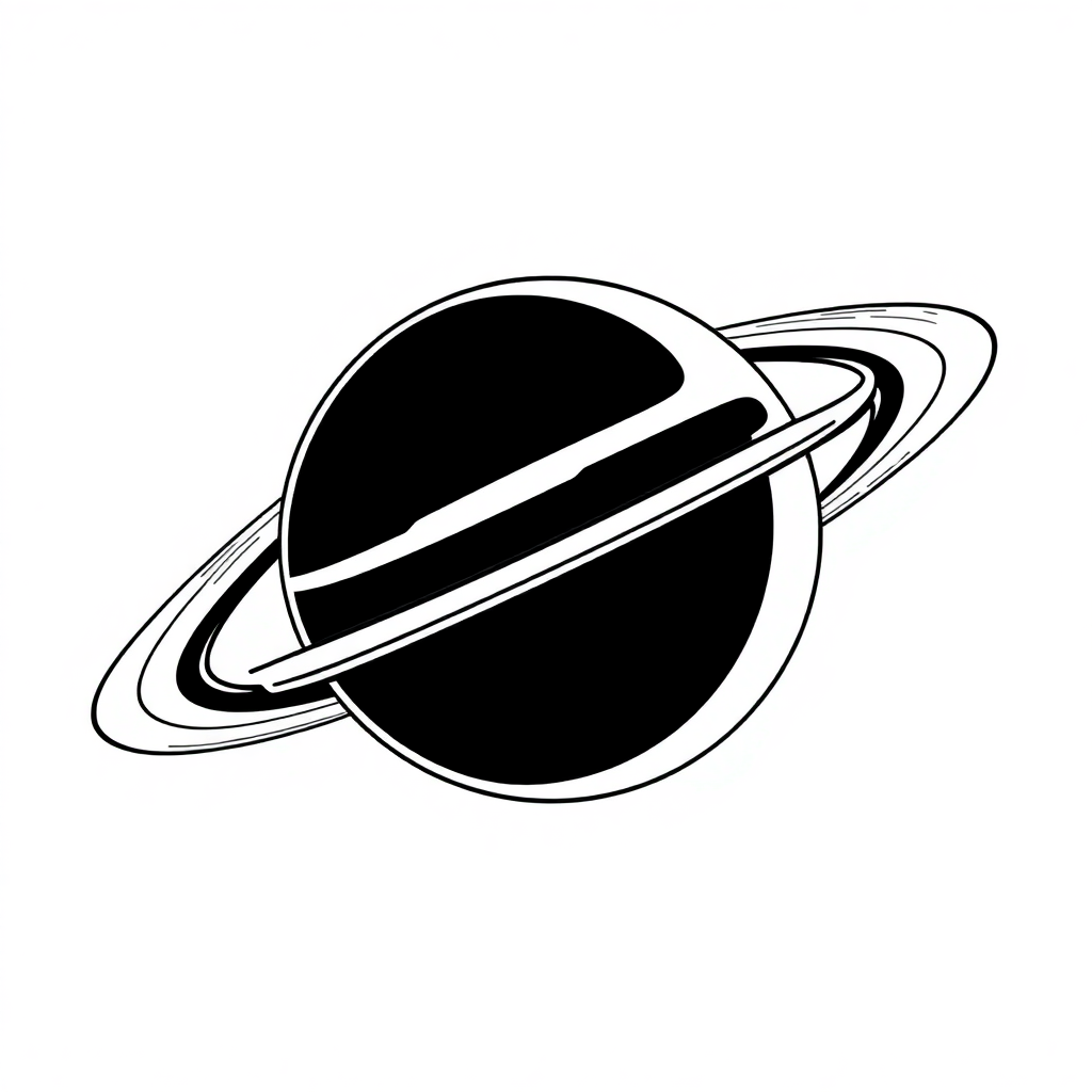 Fierce Planet Saturn With Rings Coloring Page