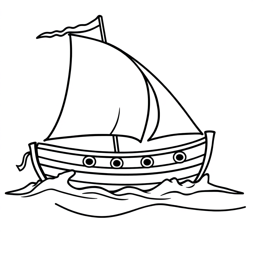 Fierce Sailboat On Water Coloring Page