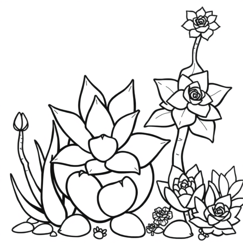 Fierce Succulent Plants Coloring Page