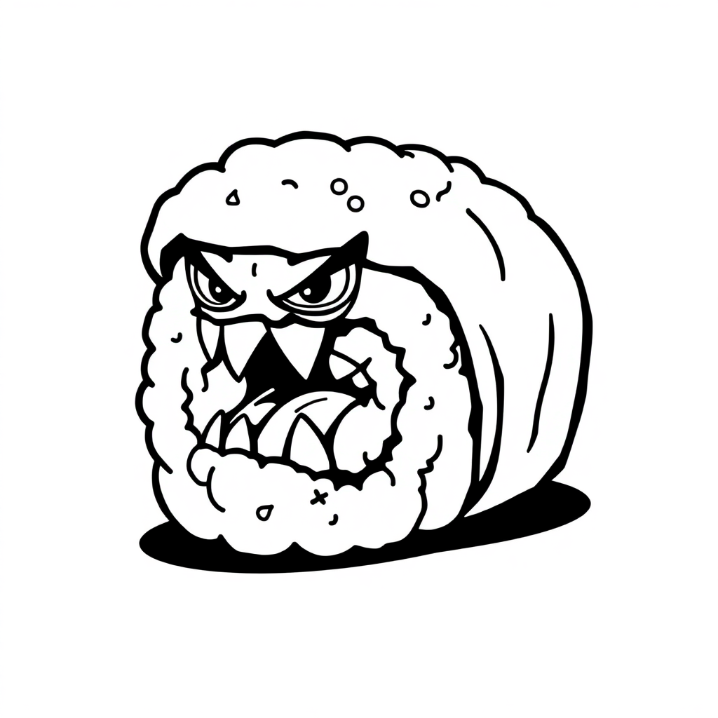 Fierce Sushi Roll Coloring Page