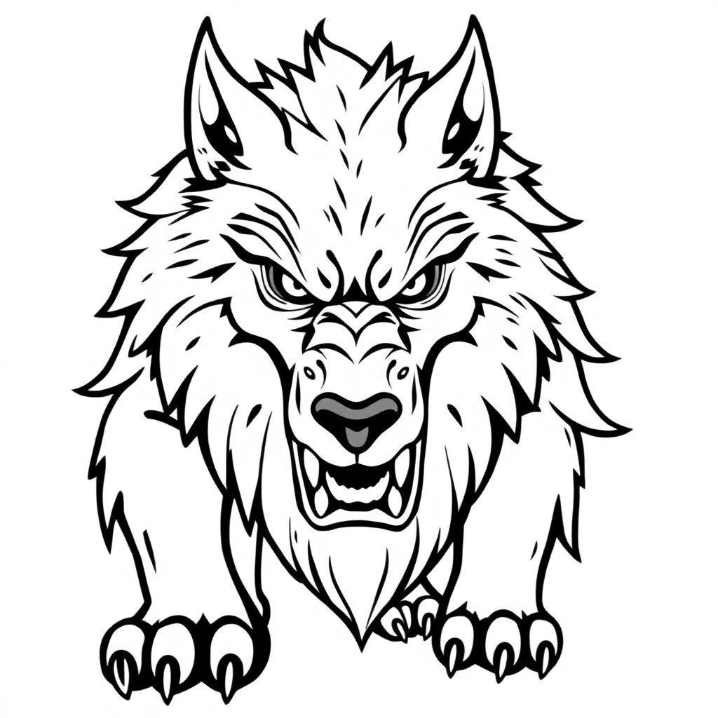 Fierce Werewolf Coloring Page