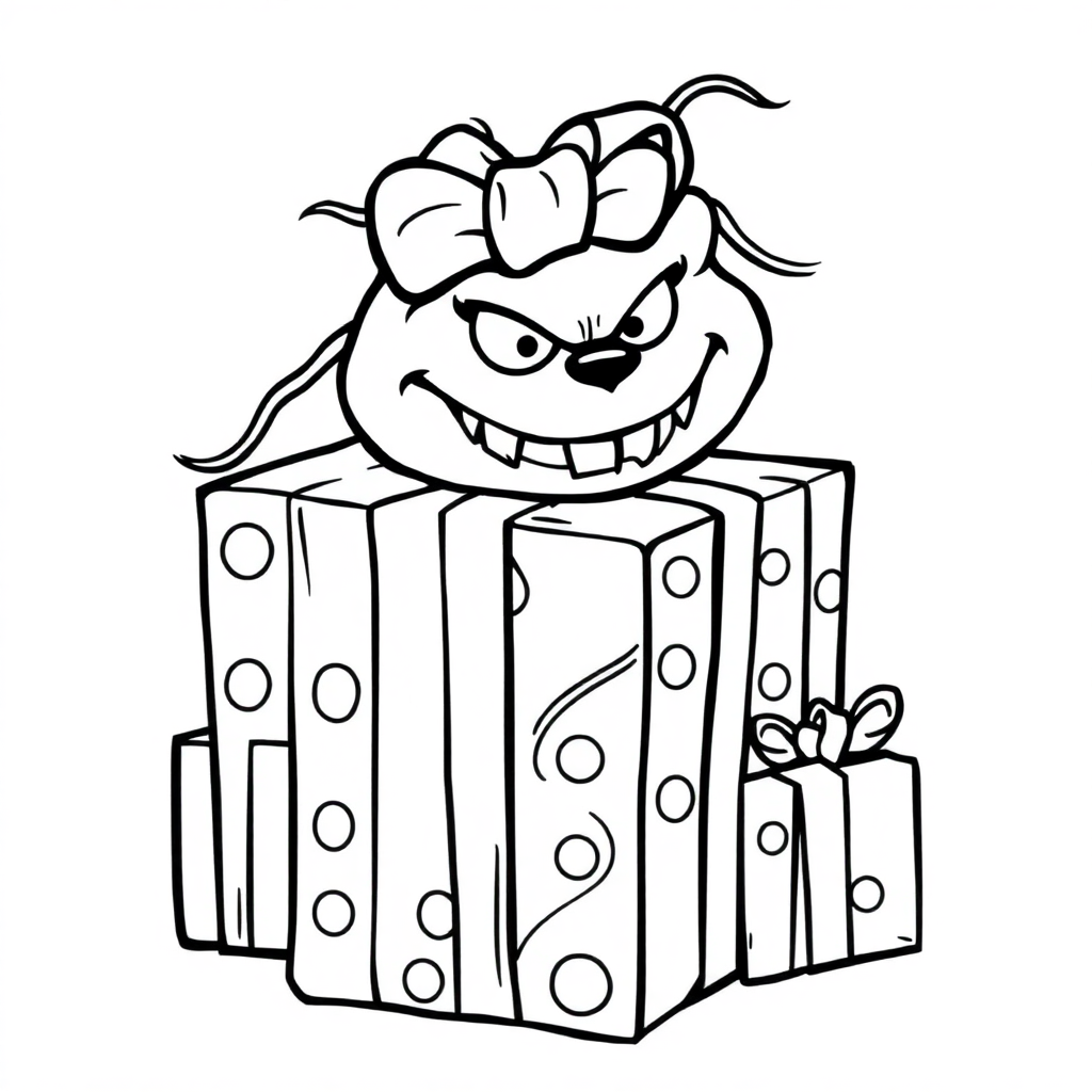 Fierce Wrapped Presents Coloring Page