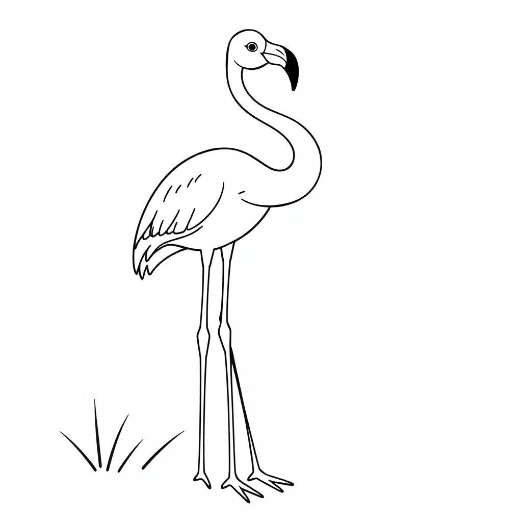 Flamingo Standing At Night Coloring Page