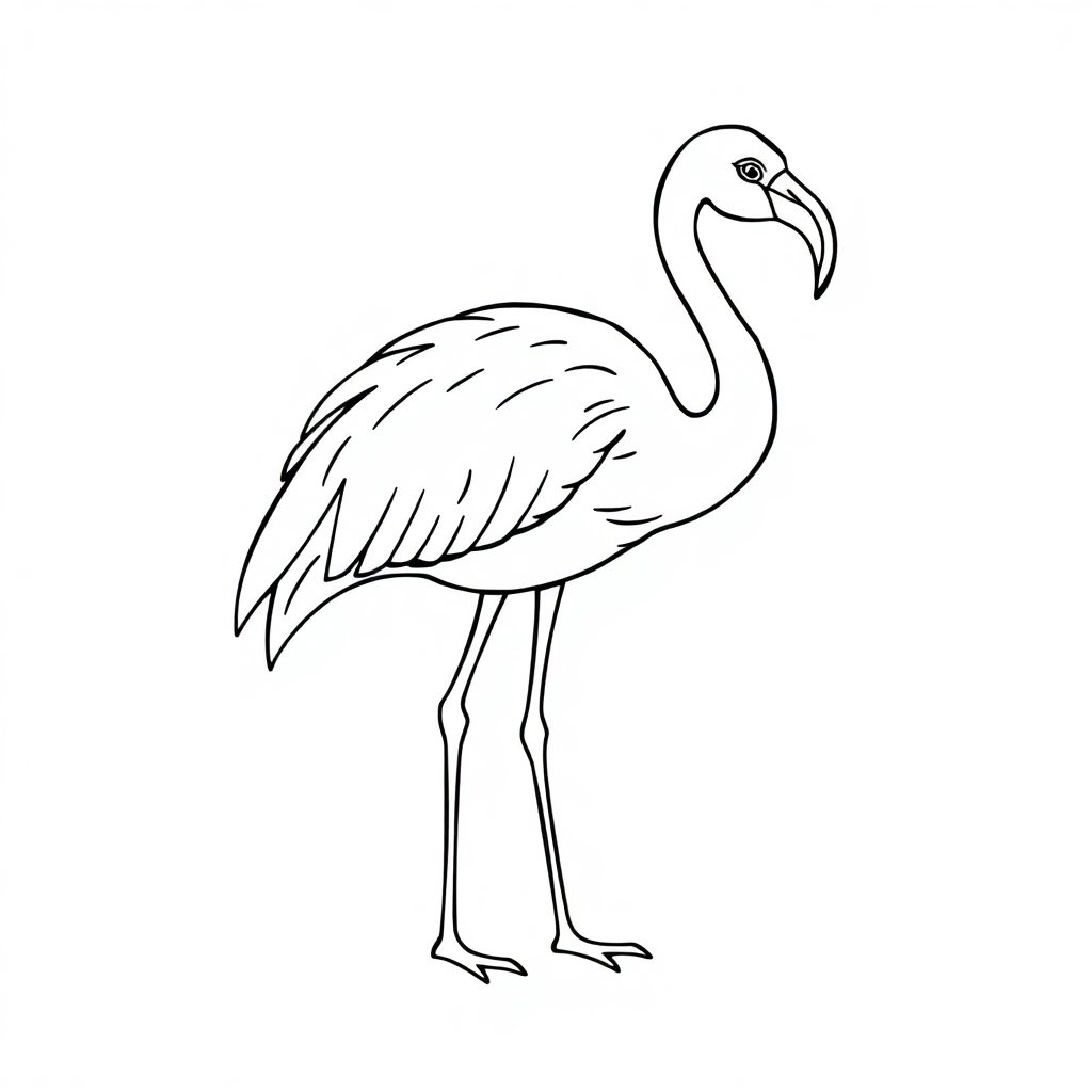 Flamingo Standing In Space Coloring Page