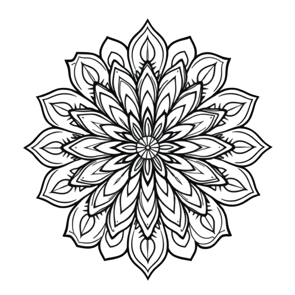 Flower Of Life Mandala With Flowers Coloring Page