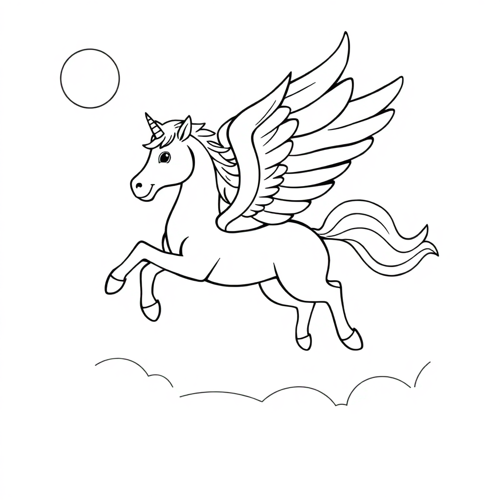 Flying Pegasus In Space Coloring Page