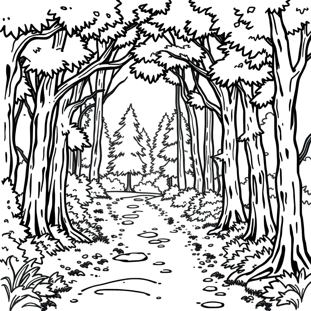 Forest Path Coloring Page