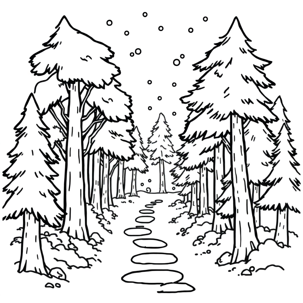 Forest Path In Space Coloring Page