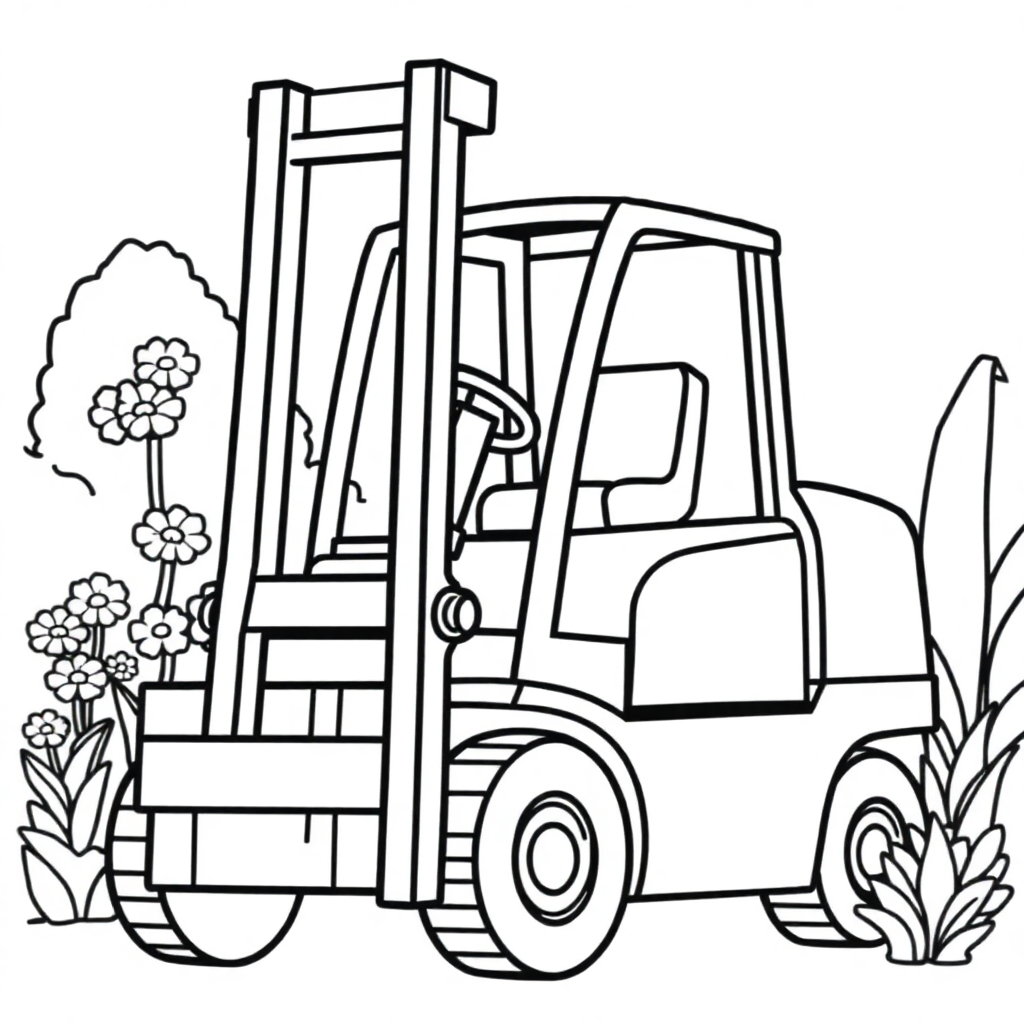 Forklift In Garden Coloring Page