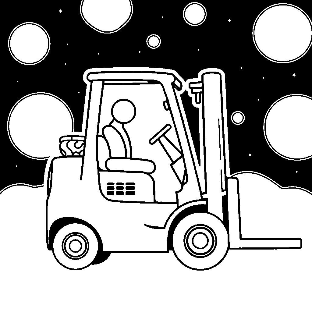 Forklift In Space Coloring Page