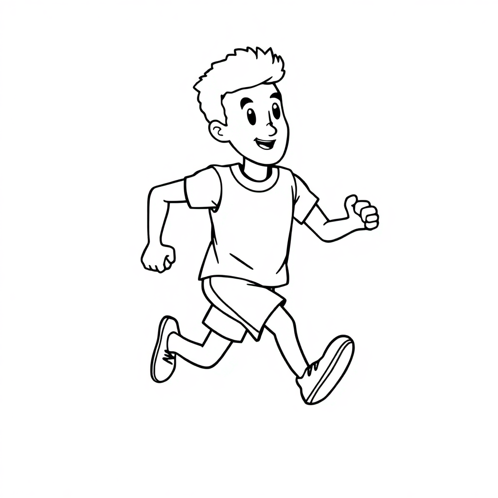Friendly Athlete Running Coloring Page