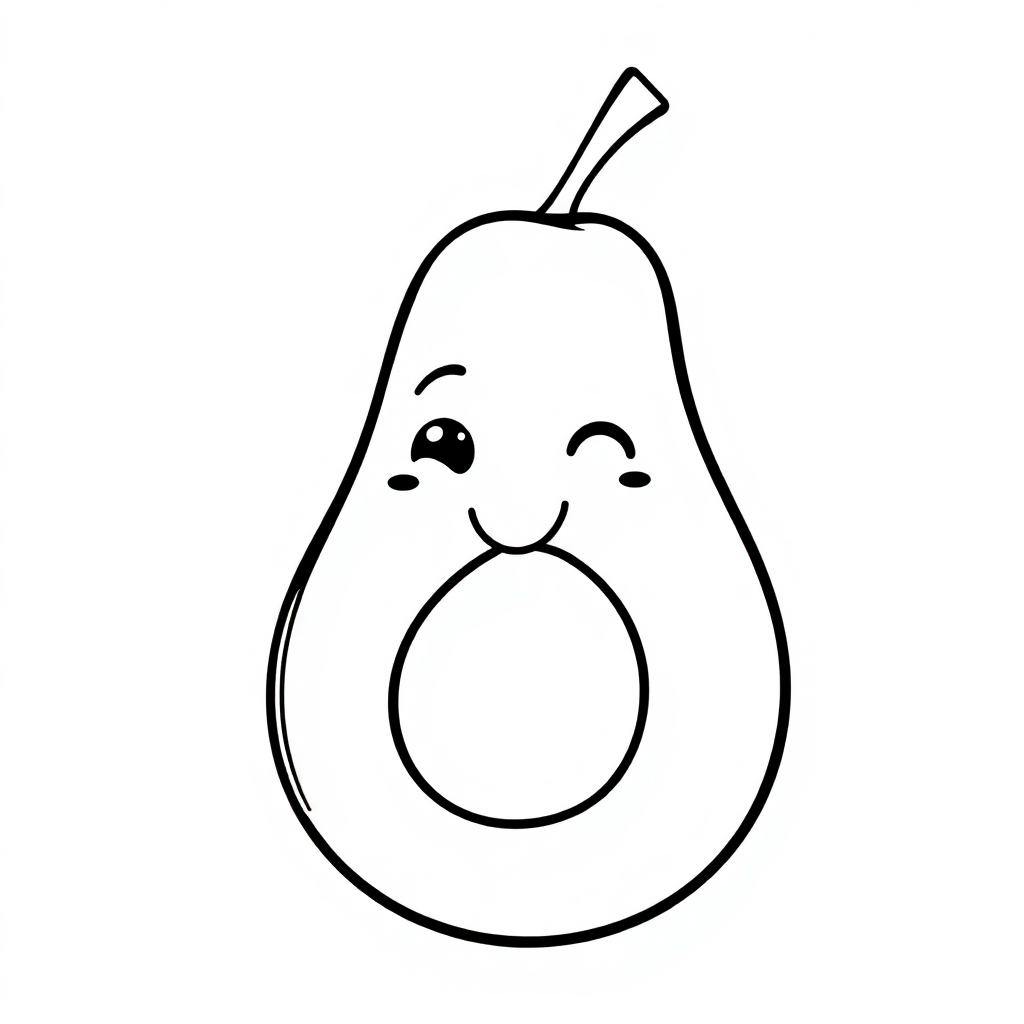 Friendly Avocado Coloring Page