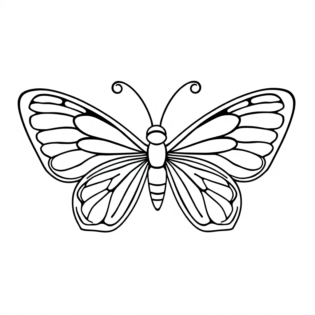 Friendly Butterfly With Detailed Wings Coloring Page